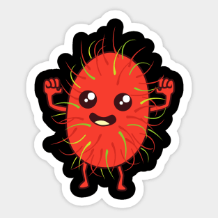 Kawaii Cartoon Rambutan Sticker